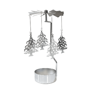 Подсвечник вращающийся 14 см Елка серебро