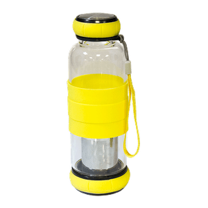 Бутылочка с ситечком для горячих напитков 21 см желтая жаропрочное стекло