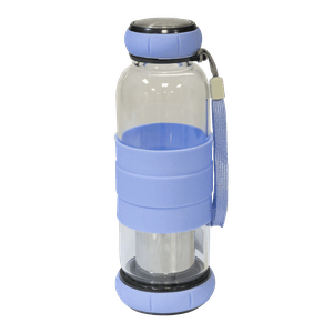 Бутылочка с ситечком для горячих напитков 21 см голубая жаропрочное стекло