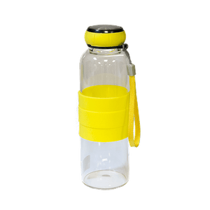 Бутылка для напитков 420 мл желтая жаропрочное стекло