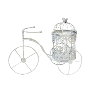 Кашпо Велосипед с птичьей клеткой 31х25 см белая металл