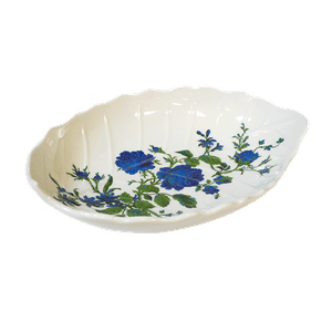 Тарелка глубокая Листик 20х15 см Синии розы белая