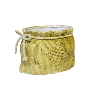 Кашпо Мешочек с заплаткой желтый 11 см керамика