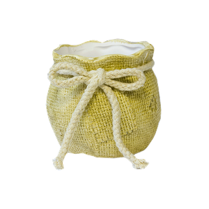 Кашпо Мешочек с заплаткой желтый 9 см керамика