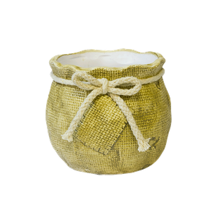 Кашпо Мешочек с заплаткой желтый 12 см керамика
