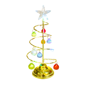 Ёлка LED разноцветные игрушки 20 см золото