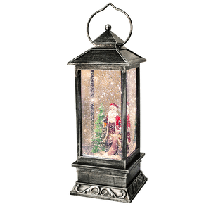 Новогодний фонарь Дед Мороз с елкой 32 см подсветка