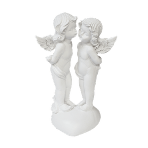 Ангелы пара на сердце 16 см белые