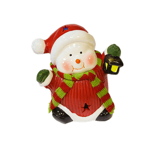 Снеговик с фонарем 14 см подсветка