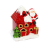 Дед Мороз с подарком на домике 8х10 см с подсветкой
