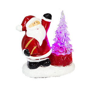 Дед Мороз и елка 10х11 см с подсветкой керамика