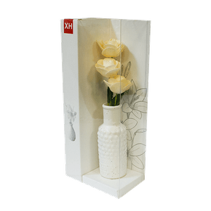 Ароматизатор Букет роз в вазе с аромамаслом Океан 18 см бело-бежевый