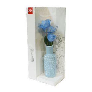 Ароматизатор Букет роз в вазе с аромамаслом Жасмин 18 см голубой фактурный