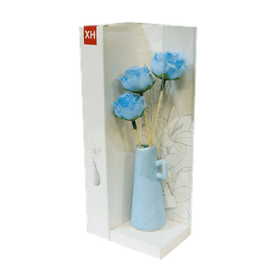 Ароматизатор Букет роз в вазе с аромамаслом Жасмин 18 см голубой гладкий