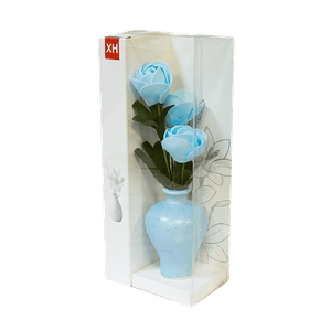 Ароматизатор Букет роз в вазе с аромамаслом Жасмин 18 см голубой