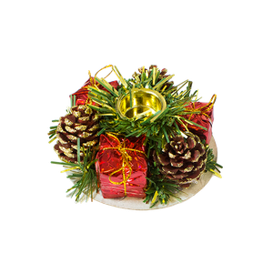 Подсвечник новогодний на 1 свечу 9 см Шишки и подарки