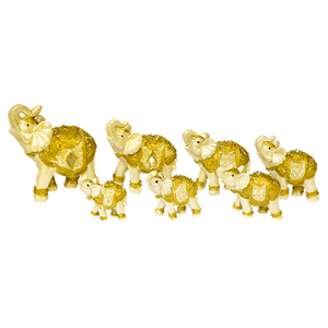 Семь слонов 8-4 см белый перламутр с золотом