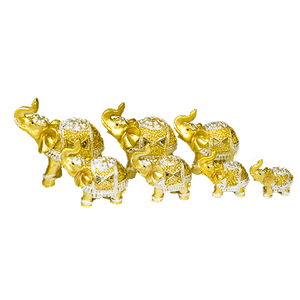Семь слонов 9-5 см бело-золотой серебро