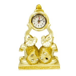 Часы интерьерные Слоны 15х24 см белый перламутр с золотом