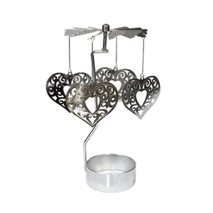 Подсвечник вращающийся 14 см Сердца серебро