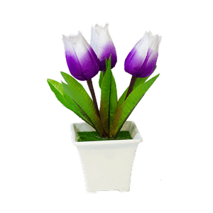 Букет декоративный Три тюльпана 19 см фиолетово-белый