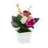 Букет декоративный Розы и мимоза 20 см розово-малиновый