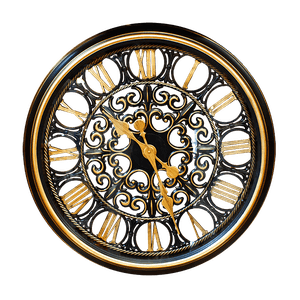 Часы настенные Римские цифры Ретро 60 см черные с бронзой имитация ковки бесшумный механизм