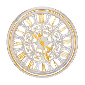 Часы настенные Римские цифры Ретро 60 см белые с латунью имитация ковки бесшумный механизм