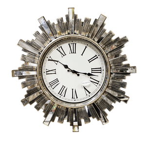 Часы настенные Солнце Римские цифры 58 см состаренная бронза с зеркалами