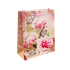 Пакет подарочный 18х21х8 см Пионы и бабочки розово-зеленый