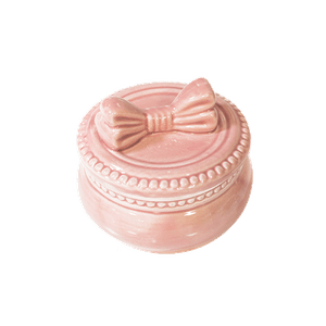Шкатулка круглая 8х6 см Бантик некондиция нежно-розовая