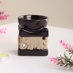 Аромалампа Караван слонов 8 см серия Эконом черная глянцевая белые слоны