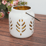 Подсвечник с подвесом Монстера 10х11(18) см серия Эконом белый с золотом