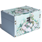 Шкатулка Кейс 20х12х14 см серия Эконом цветы голубая