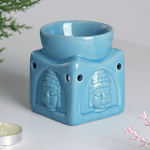 Аромалампа Будда 8 см серия Эконом квадро светло - голубая глянцевая