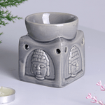 Аромалампа Будда 8 см серия Эконом квадро жемчужно - серая глянцевая