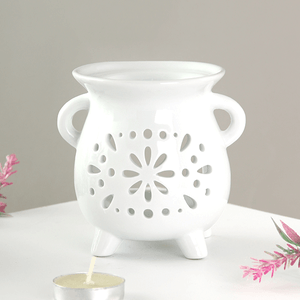 Аромалампа Котел 10 см серия Эконом Космея резная белая