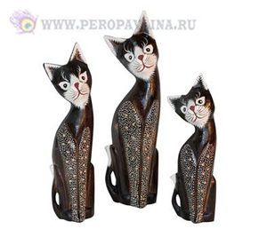 Кошки н-р3шт 35(30,25)*20*5см асс дерево батик/25н