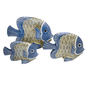 Рыбки Настенные украшения Набор 3 шт 20,16,14 см серо-голубые албезия