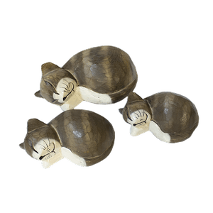 Кошечки Сон клубком Набор 3 шт 18,15,12 см серо-бежевые албезия