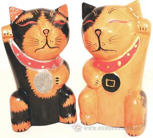 Котики Манеки Неко Н-р2шт 17*15*6см дерево/40нб