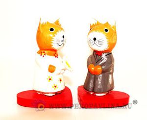 Набор 2 шт Кошки Love на сердце  12*12*7см дерево/100