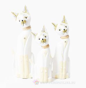 Кошки Прада н-р3шт (35,30,25)см бел  дерево/30