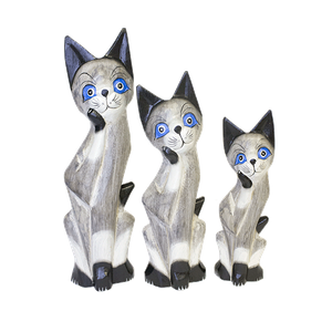 Кошки Голубые глазки Нр3шт 35(30,25)см серо-белые