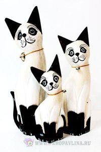 Кошки н-р3шт (25,20,15)*15*3см асс дерево//60