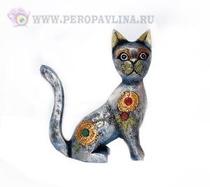 Кошка 21*25,5*6см гол зол дерево/30