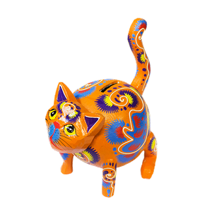 Копилка Кошка 20 см оранжевая роспись албезия кокос