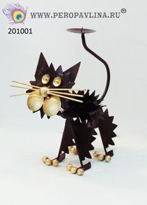 Кошка подсвечник 20*27*10см цвет.металл резной/1шт