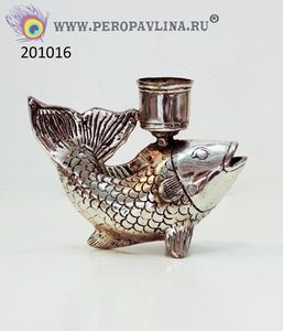 Подсвечник Рыбка 1свеча 10х13см золото бронза
