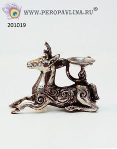 Подсвечник Олень 1свеча 10*8см серебро бронза/1шт